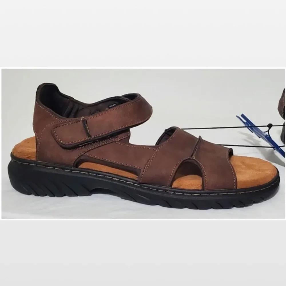 New Men Brown Fisherman Sandals Hiking Shoes Dr. Scholls Size 9
